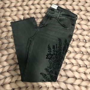 NWOT We the Free Girlfriend Gray Embroidered Jeans